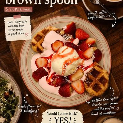 @brownspoon_perth 게시물: ✨ Brown Spoon ✨ Overall Review; 8.8/10 Dessert date done right 🍓🍵 We tried: 🍓 St (2026.06.28)