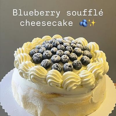 @cafetiara_ 게시물: Customer favourite- blueberry soufflé cheesecake 🫐✨ Available as a wholecake ord (2025.10.24)