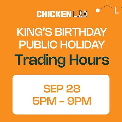 @chickenlab.rivervale 게시물: Long weekend chicken? We've got you. ⠀ Here's when you can catch us at Rivervale (2026.09.24)