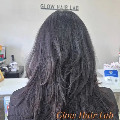 @glowhairlab.syd 게시물: A layered cut with soft texture and natural volume with straight setting perm. # (2026.08.13)