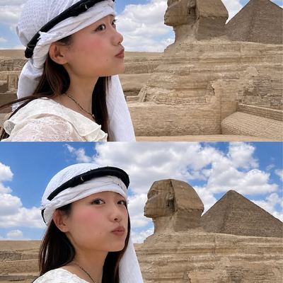 @h.rin.y2 게시물: 스핑크스 앞에서 인파 없이 사진 찍는 법 #egypt (2026.06.10)