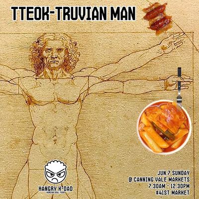 @hangrykdads 게시물: If the Vitruvian Man eats Tteokbokki, he becomes the Tteok-truvian Man. Canning  (2026.06.06)