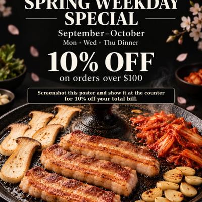 @tong86_kbbq 게시물: 🌸 SPRING WEEKDAY SPECIAL at TONG86 🌸 Make your midweek dinner plans a little bet (2026.09.14)